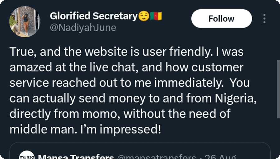 Customer feedback from X